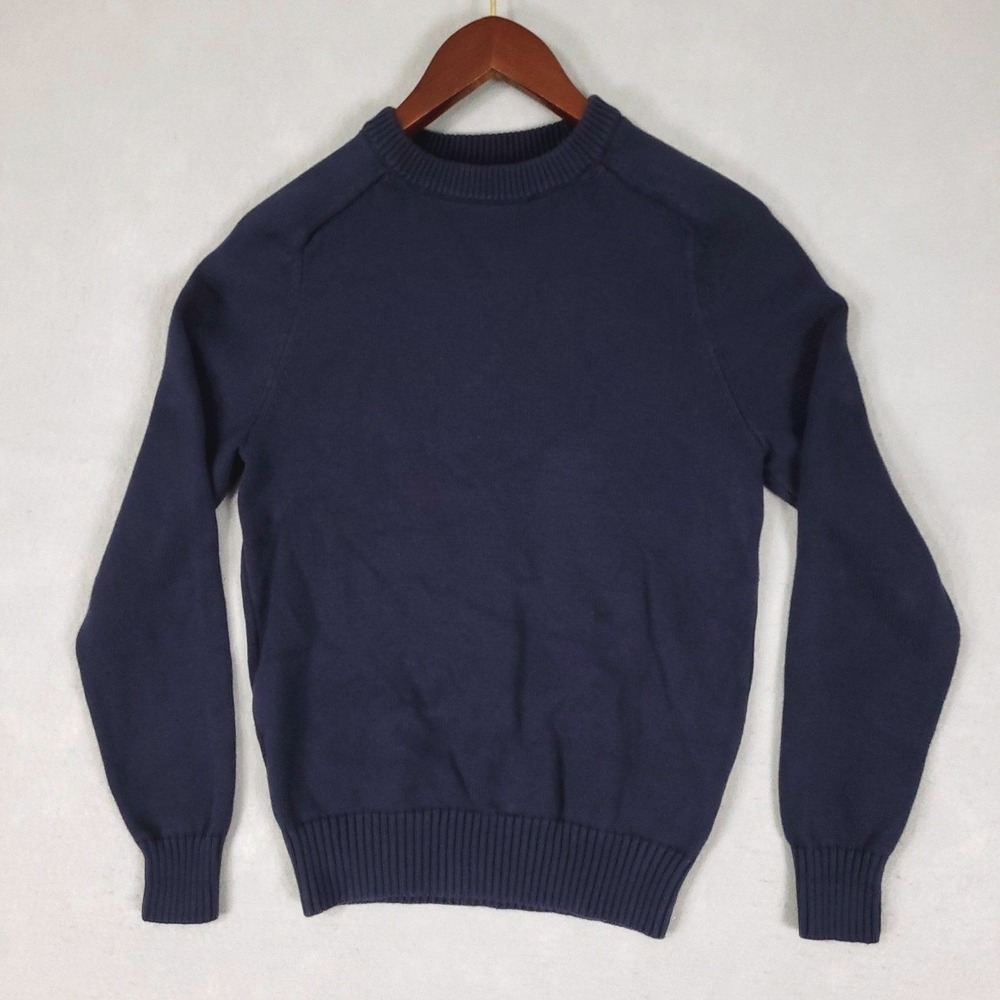 J. Crew Sweater Mens XS Navy Blue Crewneck Raglan 100% Cotton BI841 HO23